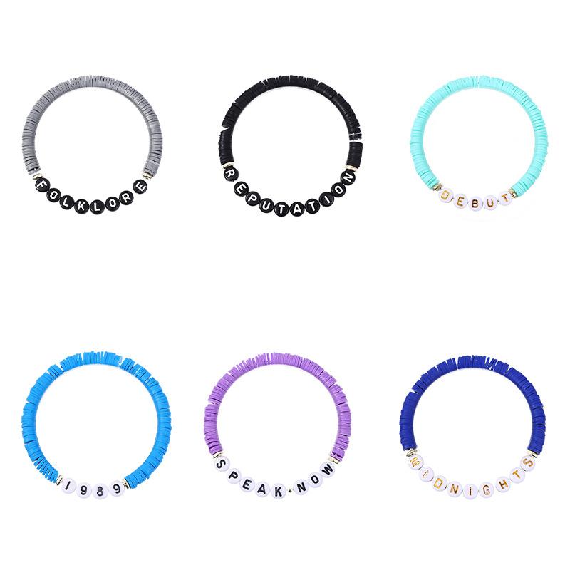 Fashion Bracelet Handmade European and American Taylor Swift Oval Fan Soft Pottery English Alphabet Bracelet Bracelet Small Fresh Ladies Bracelet, SL111611SG. 4