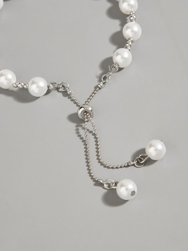 Faux Pearl Decorated Adjustable Strap Bracelet, Fashionable Jewelry for Women & Men, Trendy All-match & Exquisite Jewelry for Birthday Gift 4