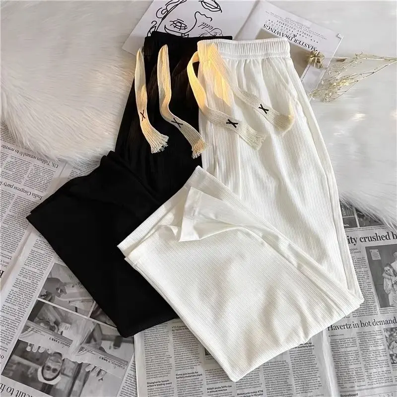 Quần Lụa Lạnh Ống Rộng Cho Nam, Quần Cropped Xén Ống Xuông Co Giãn Mỏng Mùa Hè, Thương Hiệu Hợp Xu Hướng, Kiểu Xếp Nếp, Dáng Rộng Và Bó Sát, Quần Dài Thường Ngày Thích Hợp Cho Khách Hàng Lặp Lại Trên 1.000