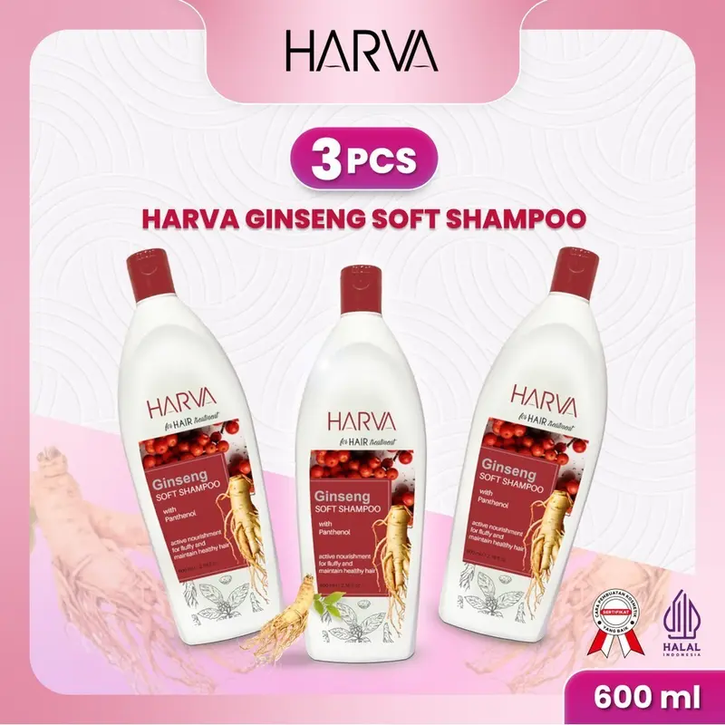 [Bundle Hemat - 3 Pcs ] HARVA Shampo Ginseng - 600 ML 0