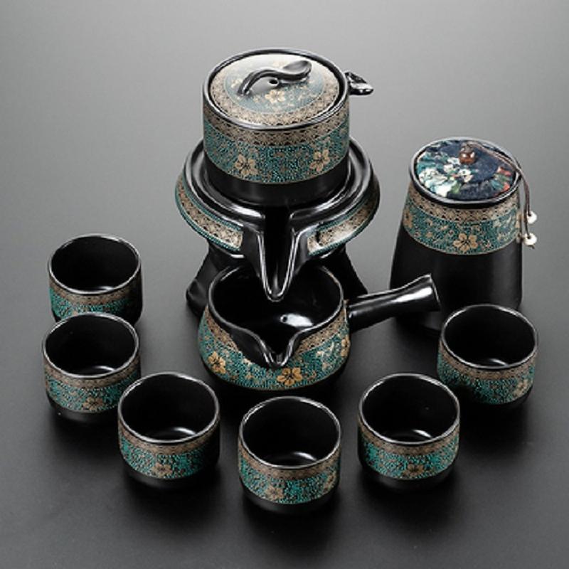 Ấm trà cối xay bình uống trà độc đáo màu xanh dương kèm lọ đựng trà có hộp carton phù hợp làm quà biếu 1