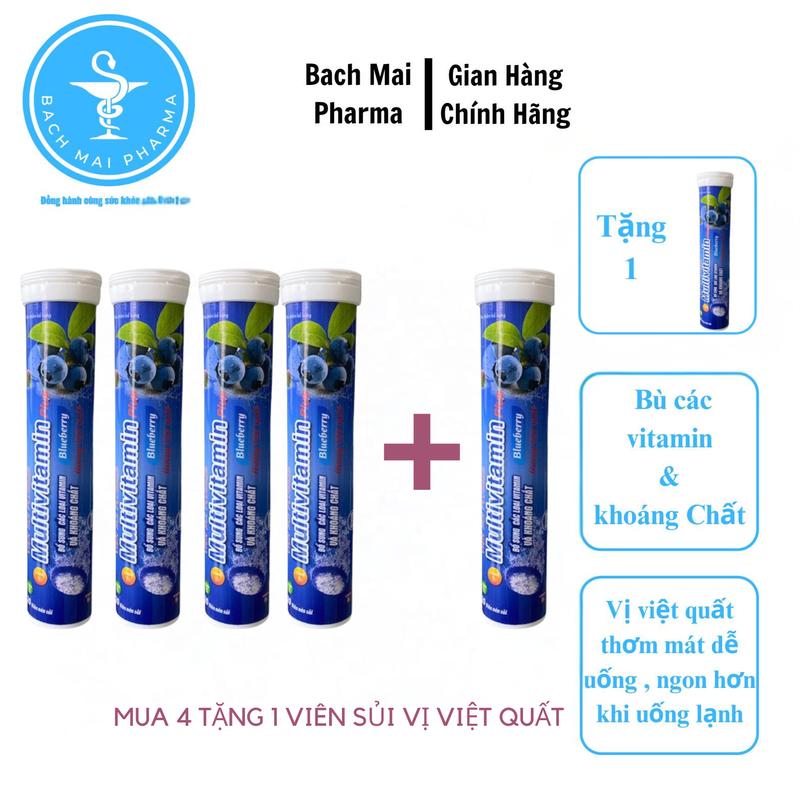  C sủi vị Việt quất - Multivitamin Bluberry bổ sung vitamin khoáng 