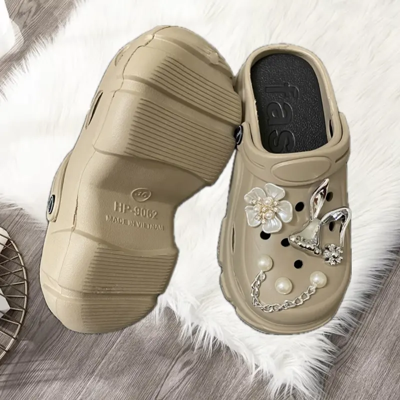 Dép sục nữ cross đế cao 7cm , sục nữ đế cao 7 phân, tặng kèm charm sticker ngẫu nhiên 6