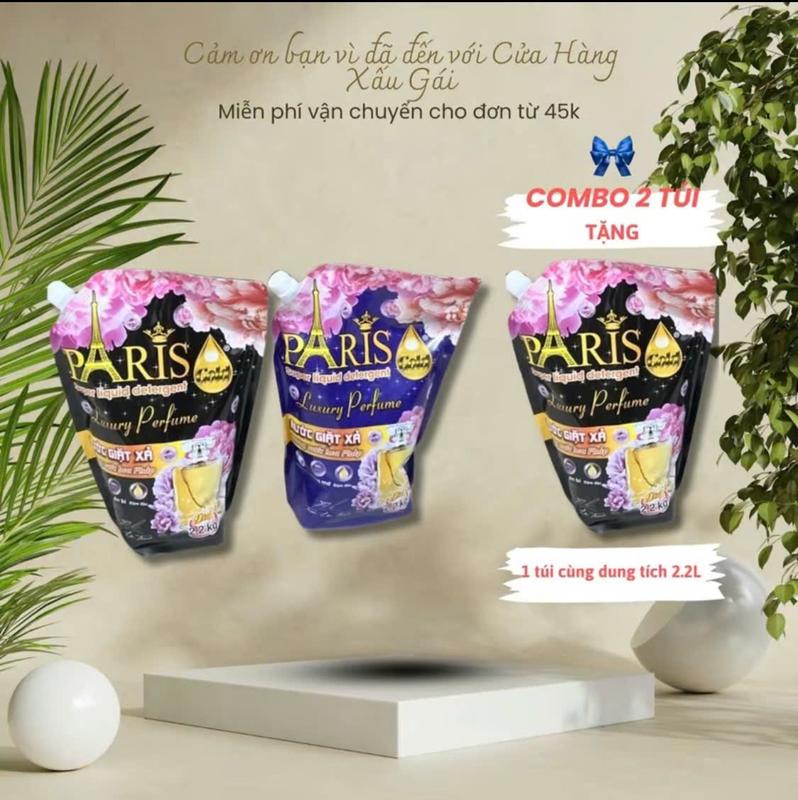 KTTLK MUA 2 TẶNG 1 COMBO3 túi nước giặt xả Paris hương nước hoa túi nước giặt Pháp 2200ml tiết kiệm làm sạch lưu hương 24 giờ giao màu ngẫu nhiên g