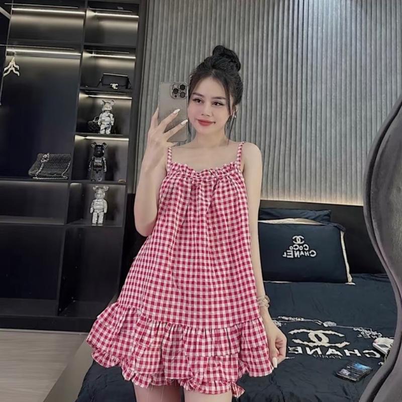    COMBO 2 BỘ   bộ pijama chất liệu thô đũi dành cho nữ có dây điều chỉnh 