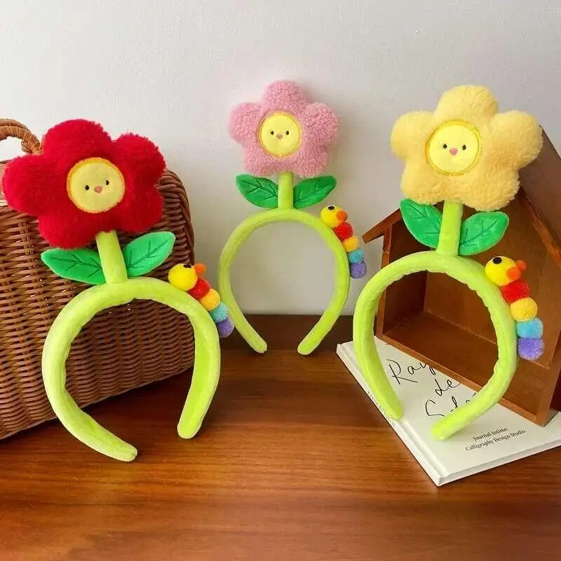 Cute Tulip wer Clip Cartoon Caterpillar Face Wash Headband Adult and Kids Creative Funny Photography Hair Accessories