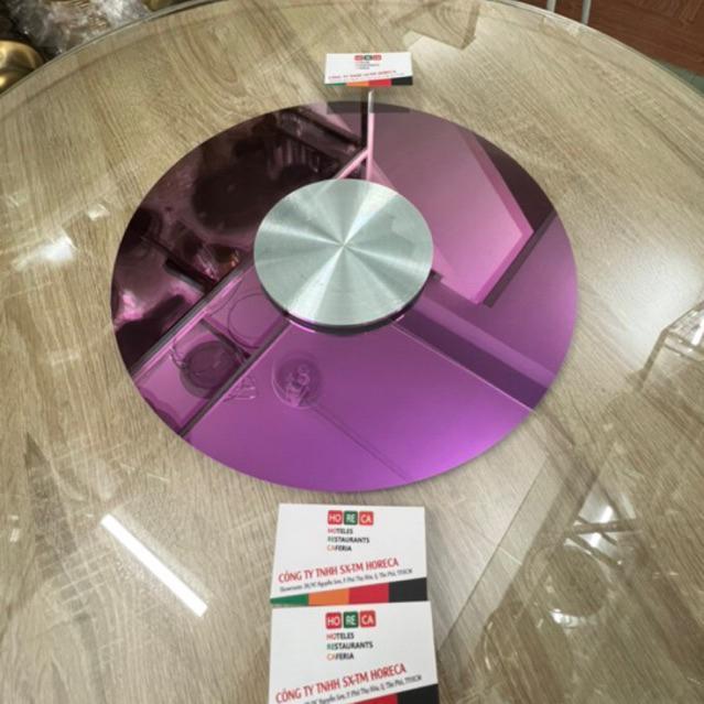 mâm xoay bàn ăn cao cấp [Màu Hồng Tím] size 60,70,80,90,100cm, bộ mâm xoay gồm đế xoay inox và kính cường lực dày 10ly 5