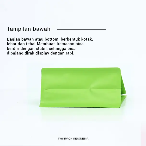 Kemasan Kopi 100 Gram Ziplock Hijau Flat Bottom Square Wide | Valve | Zipper | Packaging Kopi 2