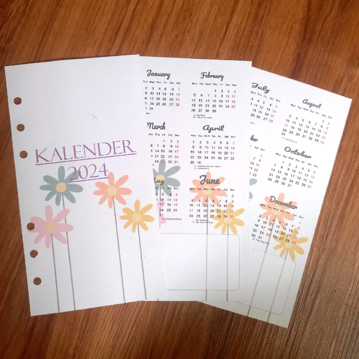 KALENDER BINDER TAHUN 2024 UKURAN A7 A6 A5