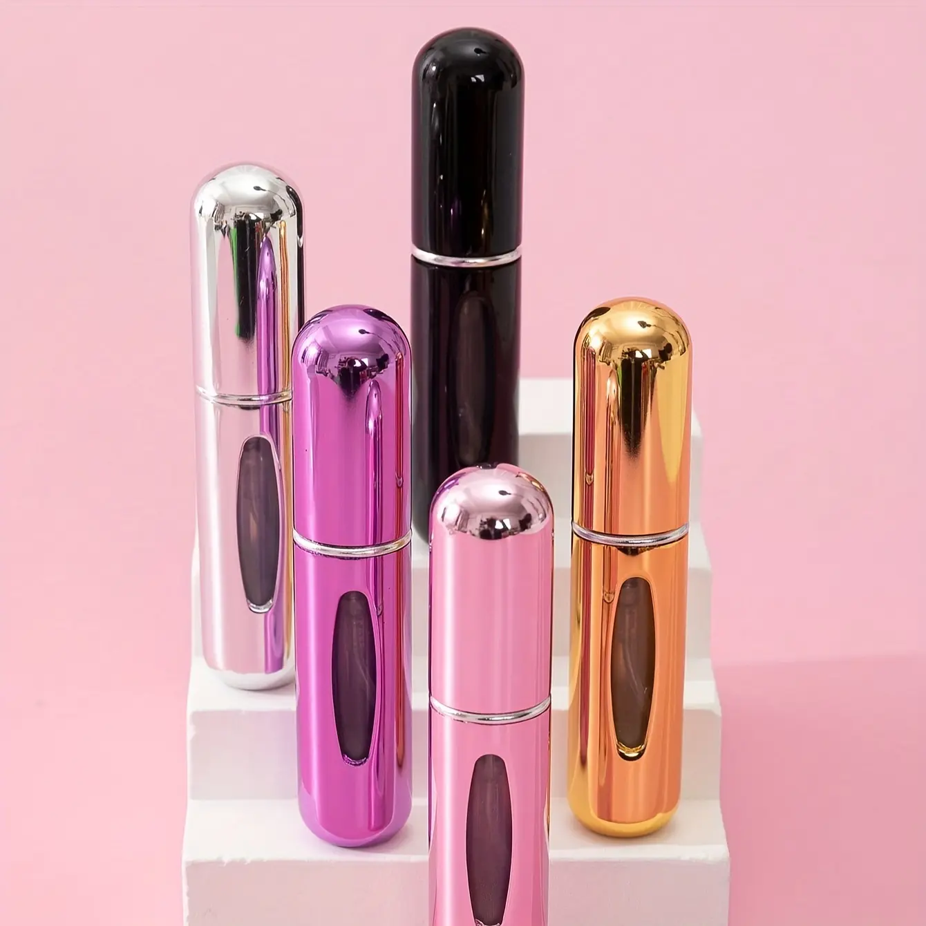 5pcs Mini Travel Perfume Refillable Atomizer, Portable Perfume Spray Bottle, Travel Perfume Scent Pump Case Fragrance Empty Container Spray Bottle For Traveling And Outgoing, 5ml