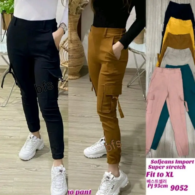 Cargo Soft Jeans Stretch Import 9052 Karet Panjang