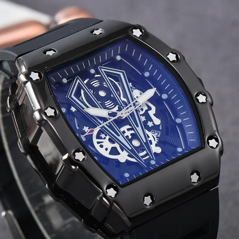 Wine barrel d fashionable glossy glossy shell men's watch with large dial