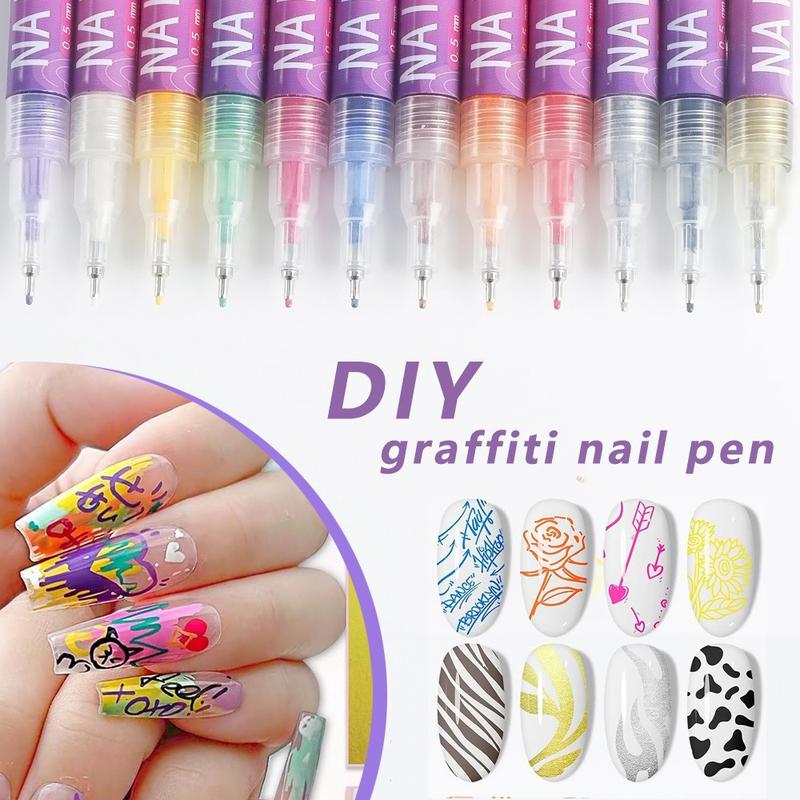 Product Introduction of 2 Colors Nail Brush 0.5mm Single DIY Painted Graffiti Nail Art Highlight Groove Edge Pen Painting Line Drawing Pen 2