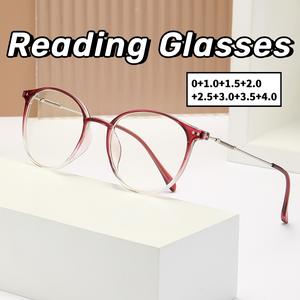 แว่นตาอ่านหนังสือ, กรอบกลมหรูหรา, สำหรับผู้หญิงและผู้ชาย, เลนส์ป้องกันแสงสีฟ้า HD, แว่นตาเพรสไบต์, สไตล์วินเทจ, เบามาก, แว่นตาตาบอดไกล