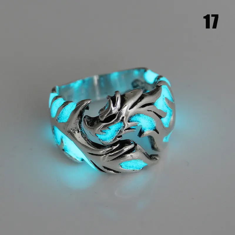 Men Ring Luminous Flying Dragons Ring Domineering Luminous Jewelry Halloween Decoration New