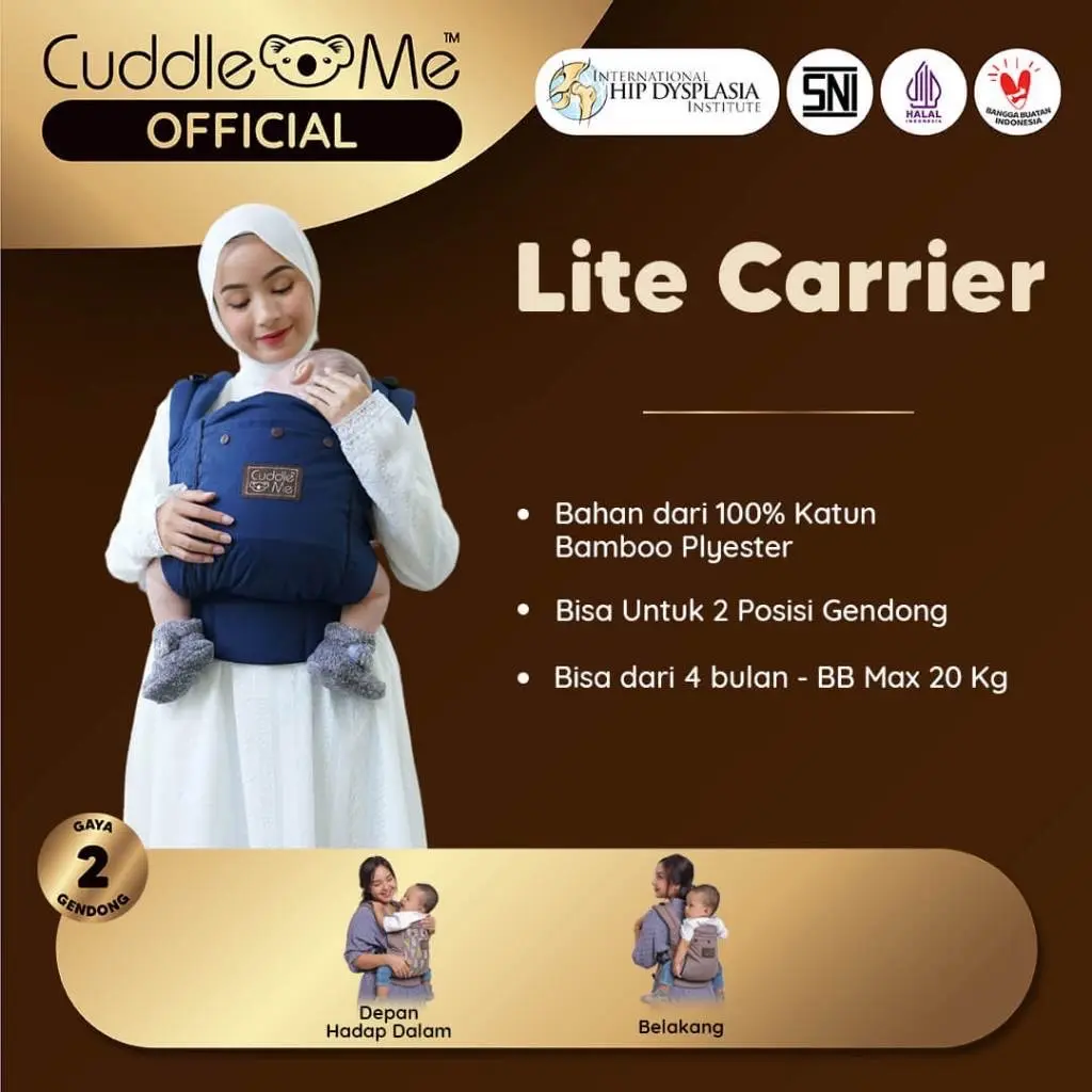 [COD bonus hadiah] Gendongan Cuddleme Lite Carrier Gendongan Mshape Premium Untuk Bayi 3 Bulan - 2 Tahun [Polos]  Balita Cewek Cowok
