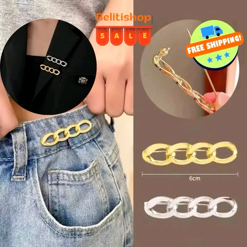 Ghim Cài Quần Áo Kiểu Chuỗi Xích Bằng Kim Loại Không Gỉ/ Phụ Kiện Thời Trang Nam Nữ  Thông Minh Hàn Quốc Mẫu Mới 2024