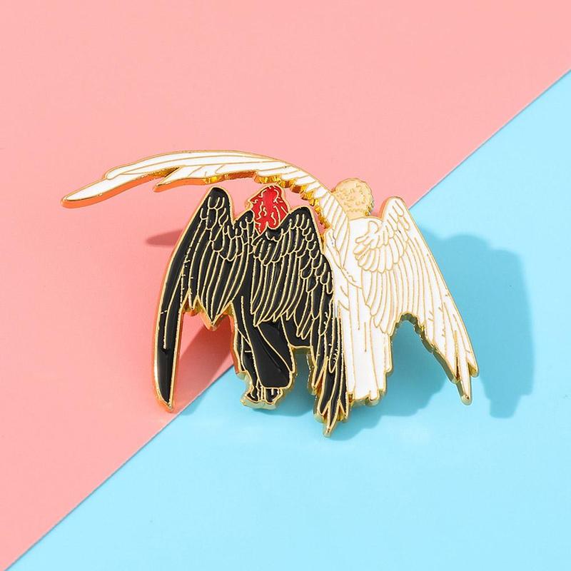 Product Introduction of Hard Metal Pin Black And White Angel Series Cartoon Couple Brooch Angel & Demon Angel Demon Badge Accessories 20