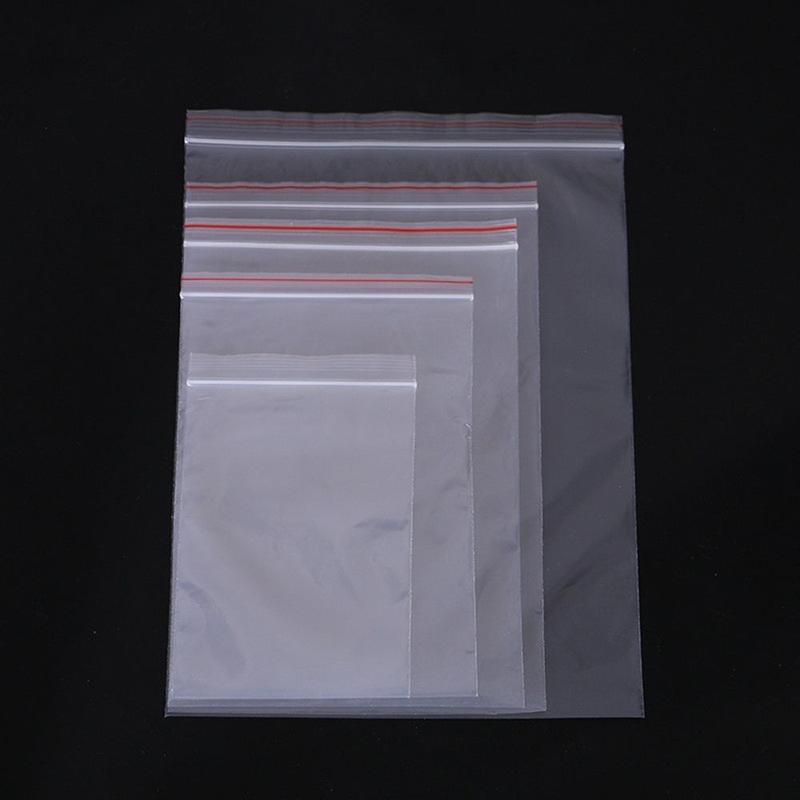 Túi Zip Poly Trong Suốt Tự Dính, 100 chiếc / gói, Để Đựng Đồ Gia Dụng, Túi PE, Làm Bằng Nhựa 3
