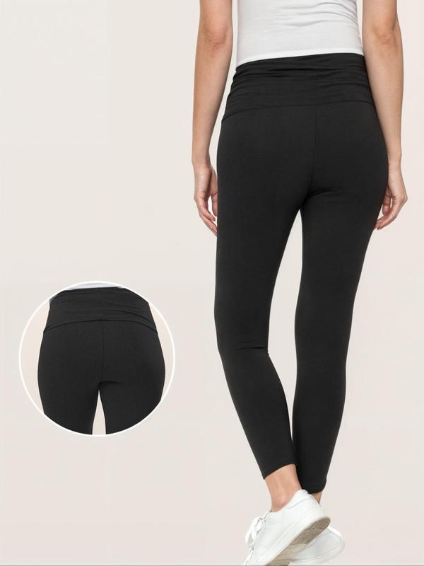 Maternity Solid Color Ruched High Waist Maternity Leggings, Casual Comfy Breathable Skinny Pants for Pregnancy & Postpartum, Maternity Bottoms for Fall & Winter 5