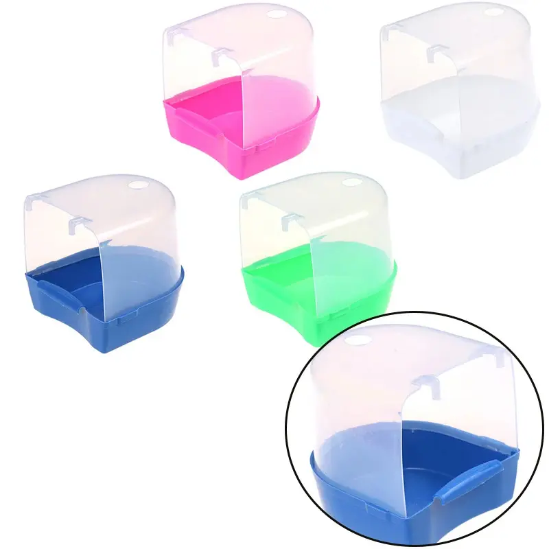 Plastic bird water bath box bathtub parrot for paraet hanging bowl