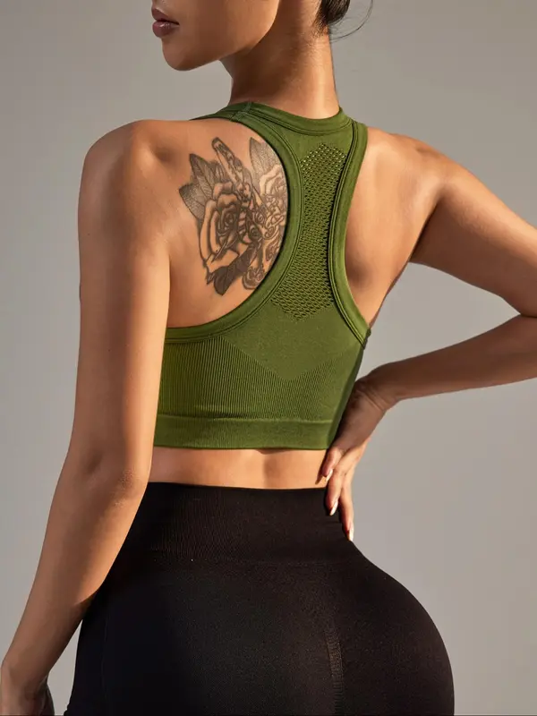 Women's Solid Color Racer Back Sports Singlet, Breathable Quick Drying Sports Tank Top, Gym Clothes, Workout Clothes, Ladies Sportswear for Indoor Outdoor Wear, Gymclothes 2