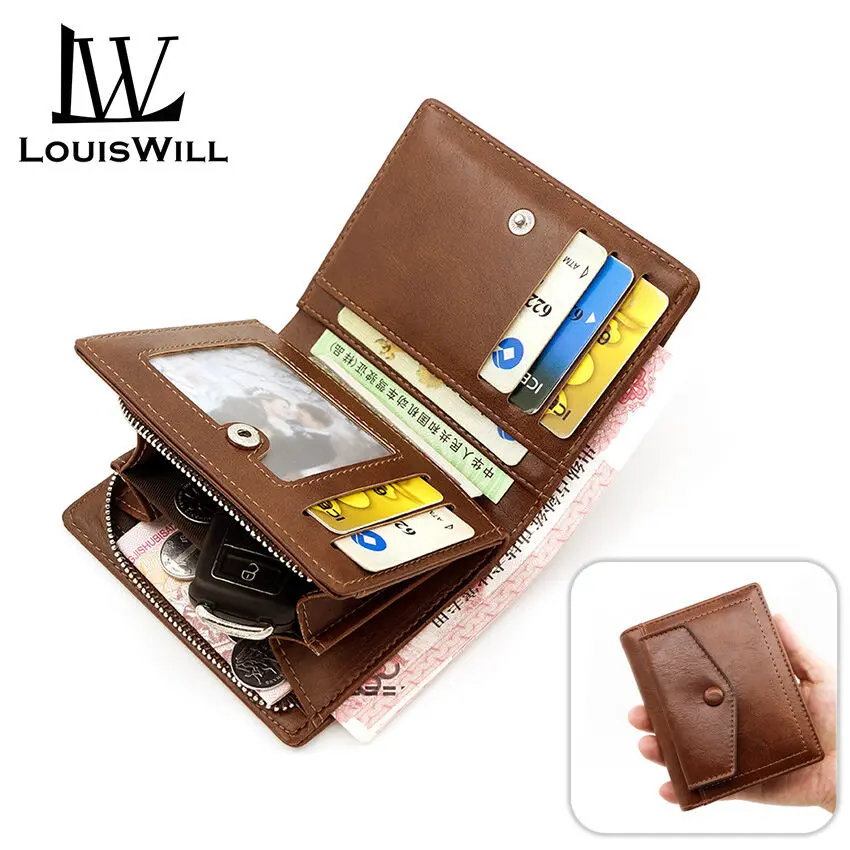 LouisWill Wallet Men's Foldable Wallet Male Short Wallet PU Horizontal Wallet Large Capacity Wallet Money Pouch Business Wallets Coin Purse Wallet Multi-Card Position Wallets ID Credit Cards Holders