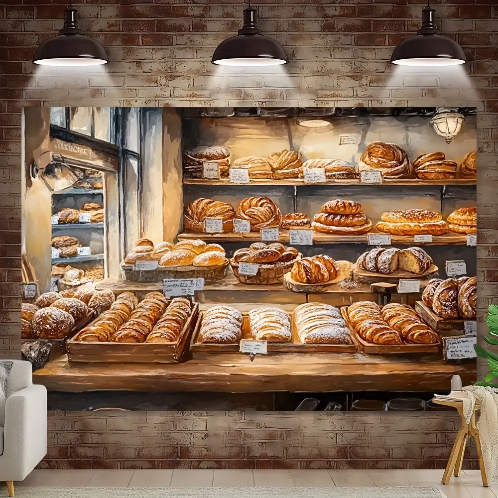 1pc Artisan Bakery Scene Backdrop Banner - Fresh Bread and Pastry ...