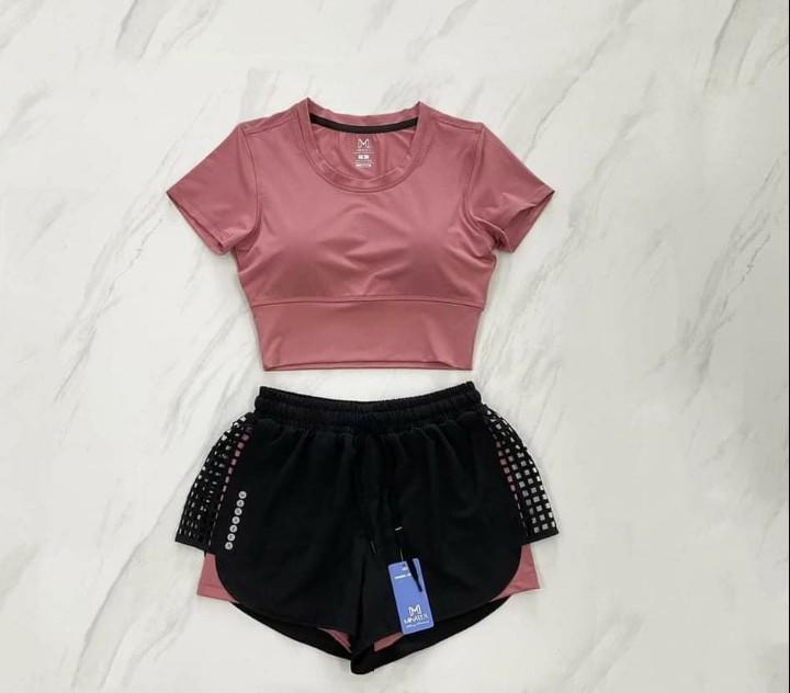 Sét bộ thể thao nữ vải thun lạnh đường may chắc chắn quần hai lớp có kèm đệm mút áo Sport Chạy Bộ Tập Thể Dục đề xuất l 55. ️ bộ trắng bộ quần áo thể thao