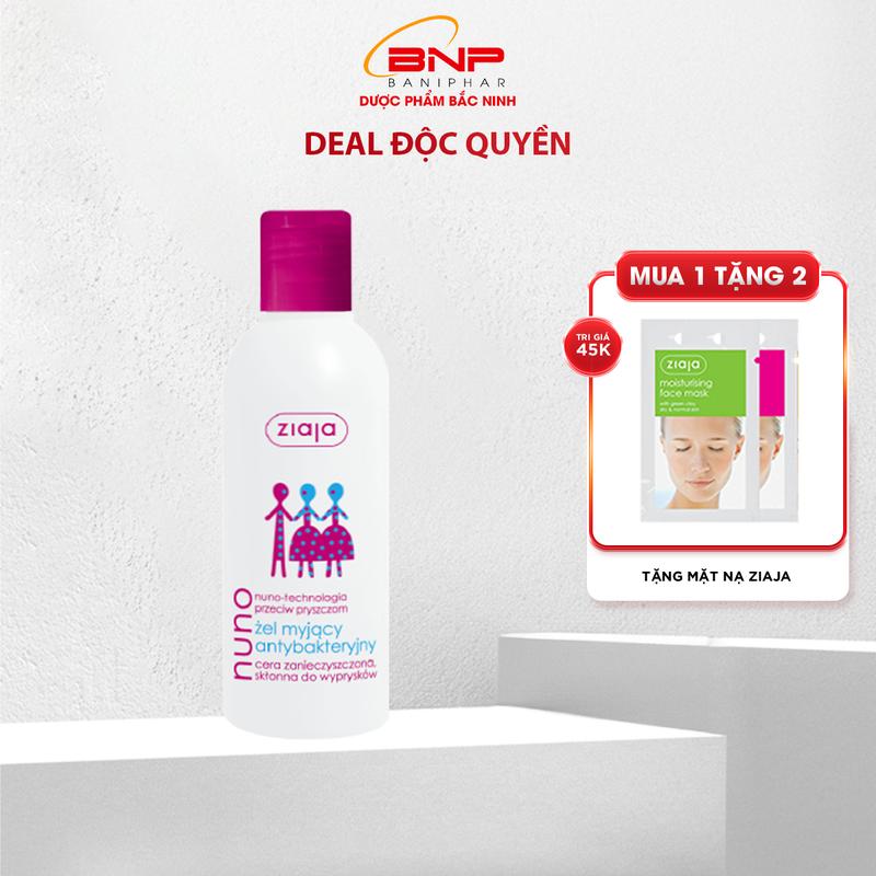 [DEAL ĐỘC QUYỀN] [MUA 1 SỮA RỬA MẶT TẶNG 2 MẶT NẠ BÙN] Sữa Rửa Mặt Dạng Gel Ziaja Nuno Làm Sạch Da, Giảm Dầu Thừa Dịu Nhẹ Cho Da Dầu, Da Mụn tặng Nước cân bằng Ziaja Nuno dung tích 200ml
