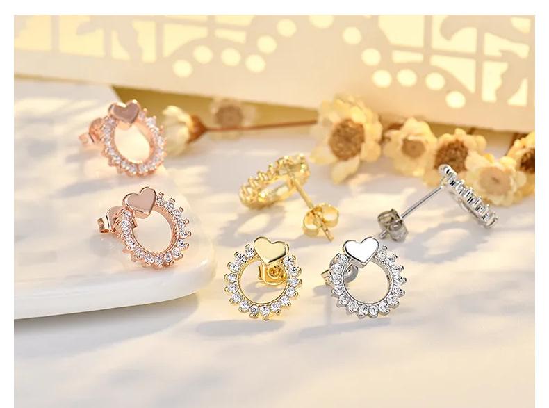 Product Introduction of Bông Tai Kim Cương, Thiết Kế Hình Trái Tim Sáng Tạo, Hoa Hướng Dương Thanh Lịch Tươi Mới Và Ngọt Ngào, Kim Bạc S925, Bông Tai Đinh tán 17