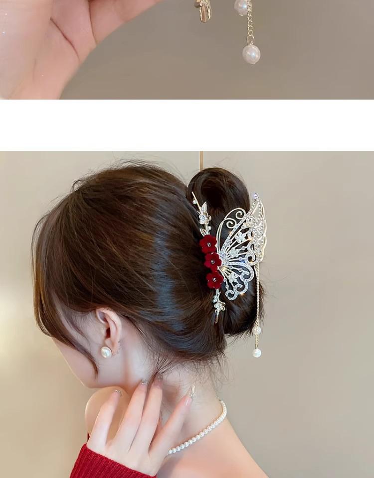 Product Introduction of Kẹp Tóc Càng Cua Tua Rua Hình Bướm Sau Đầu Màu Đỏ Thời Trang Tinh Tế Cho Nữ, Phụ Kiện Tóc Người Nổi Tiếng Trên Internet Cao Cấp, Kẹp Cá Mập Mới, Kẹp Tóc Thiết Kế Độc Đáo Kẹp Tóc Kim Loại, Năm Mới, Phụ Kiện Thời Trang kẹp  nơ 4