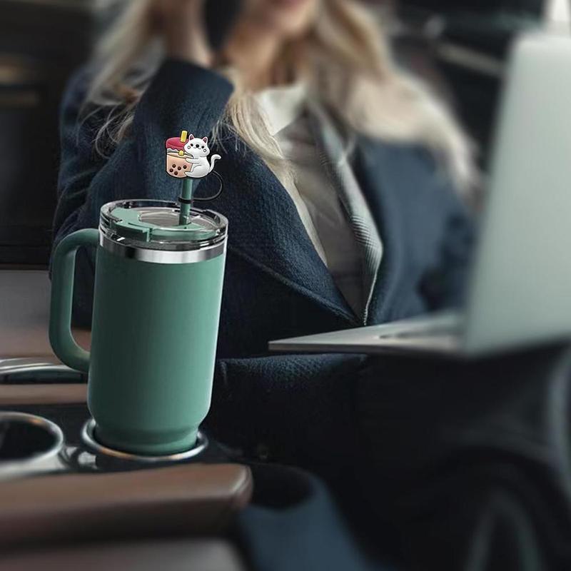 Product Introduction of 8mm/0.32in Straw Cover Cap Silicone Cute   Milk Tea Straw Protector Cover Straw Tip Topper Compatible with Stanley 30&amp;40oz Tumbler 20