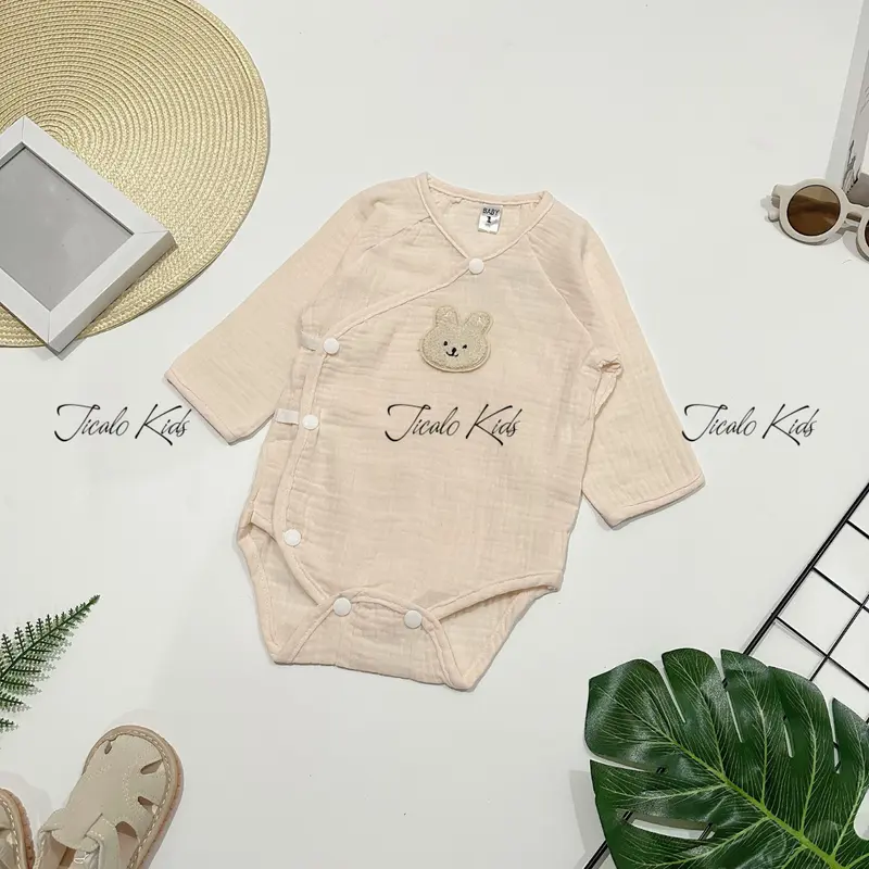 Body Chip Liền Thân Cho Bé Sơ Sinh - Chất Liệu Vải Xô - Cúc Bấm Tiện Lợi 6