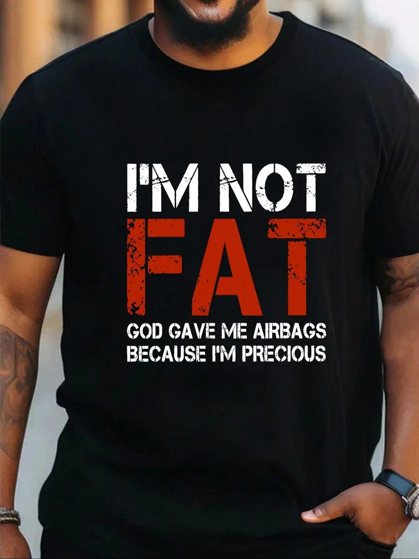 Men's Letter Print Round Neck Tee, Regular Fit Casual Short Sleeve Crew Neck T-Shirt for Fall & Winter, Going Out Tops, Men's Top for Daily Wear