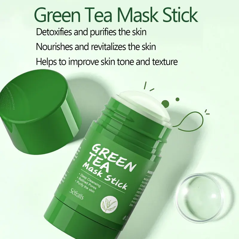 Green Tea Mud Mask Stick, 3 Counts/set Deep Pore Cleansing Facial Mask Stick, Gentle Daily Skin Care Product for Women & Men 8