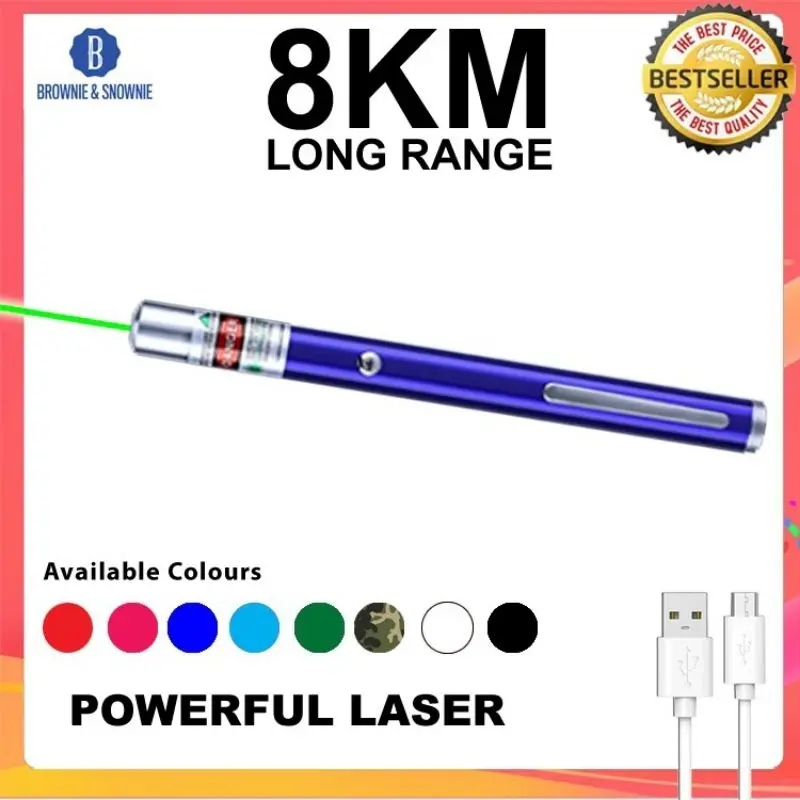 Con trỏ Laser màu xanh lá cây, Có Thể Sạc Lại USB, Phạm Vi xa 8 km, Rất mạnh mẽ 8