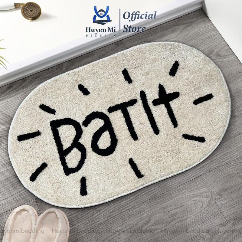 Thảm lau chân lông cừu BATH TRẮNG Huyen Mi Bedding siêu thấm đế cao su chống trơn trượt - Size 40cm x 60cm 
