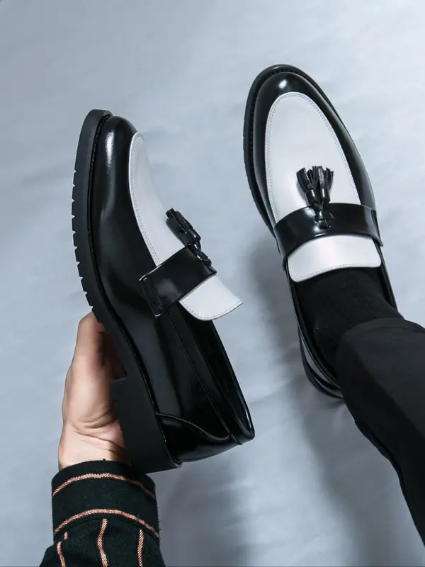 Men's Fashionable Patchwork Design Slip on Loafers, Casual Comfortable Pointed Toe Flat Shoes for Party, Daily Clothing Decor for Men, Footwear 7