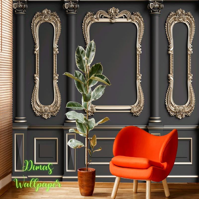 Wallpaper Dinding 3D Motif Wall Moulding Wainscoting 0