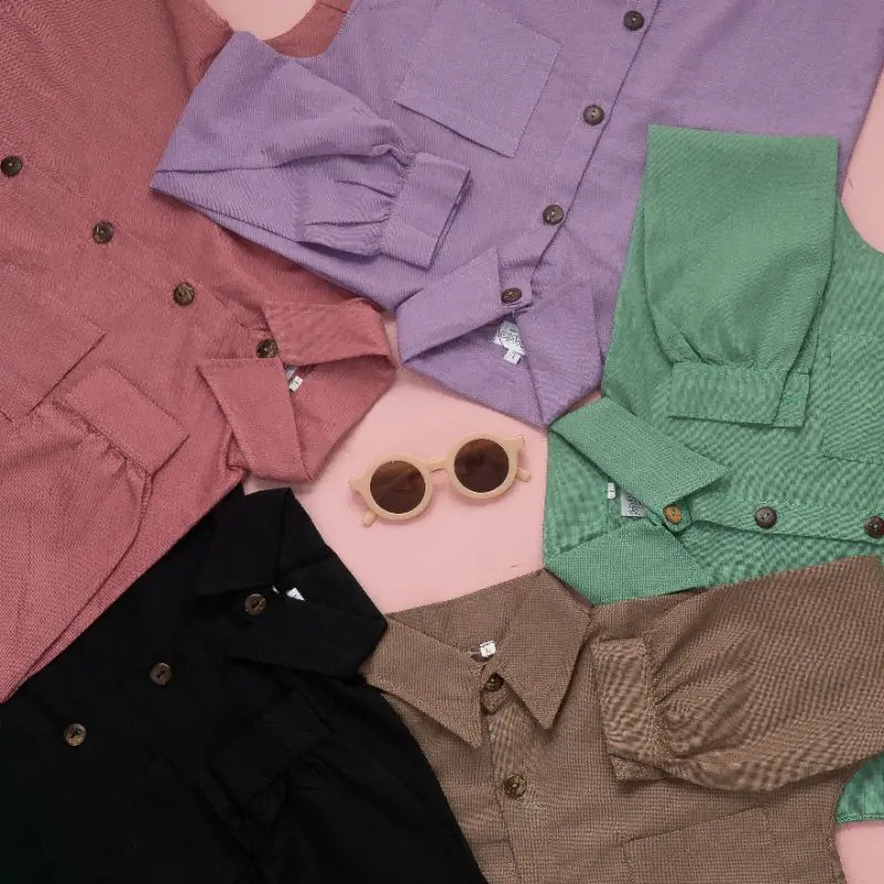 KEMEJA OVERSIZE ANAK LINEN 2-12 Tahun / KEMEJA POLOS ANAK PEREMPUAN 3