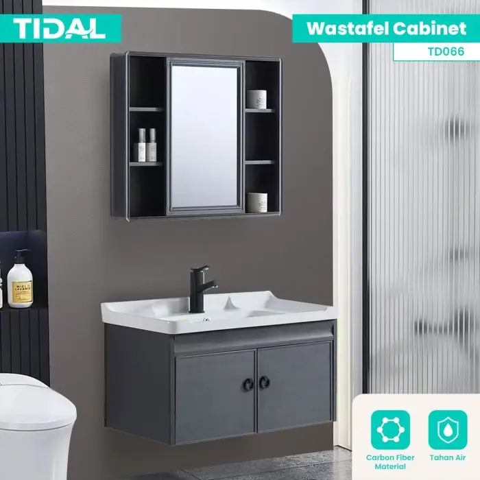 Wastafel Kabinet Kamar Mandi SET Cermin Mnimalis Modern Tidal TD066 0