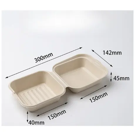(Lẻ 10c) Hộp Bã Mía vuông đựng Bánh bento, bánh kem & Hamburger 0