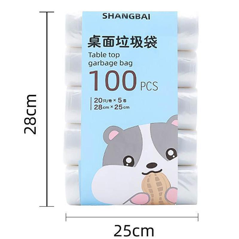 Product Introduction of 5Roll 100Pcs Mini Garbage Bag Household Thickened Small Desktop Garbage Can Garbage Bags Disposable Trash Bags Kitchen Tools 18