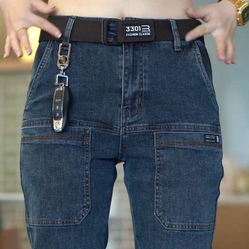 Quần Jean Co Giãn Cho Nam, Hàng Mới Về, Ống Đứng, Sáu Túi, Nhiều Túi 1