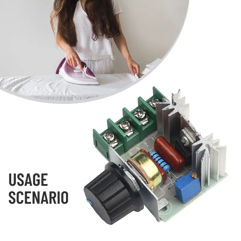 Bộ Điều Khiển Tốc Độ Động Cơ, Công Suất 2000W, Điện Áp 220V, Bộ Điều Chỉnh SCR, Bộ Điều Nhiệt Điều Giảm, Màu Vàng Kim, Hàng Mới Về 6