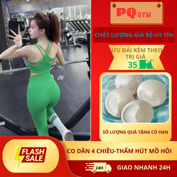 sét đồ tập gym-yoga phối 4 dây sau Quần Dài Cạp Cao Sport Chạy Bộ Tập Yoga Top thoáng khí thể thao nữ sang chảnh