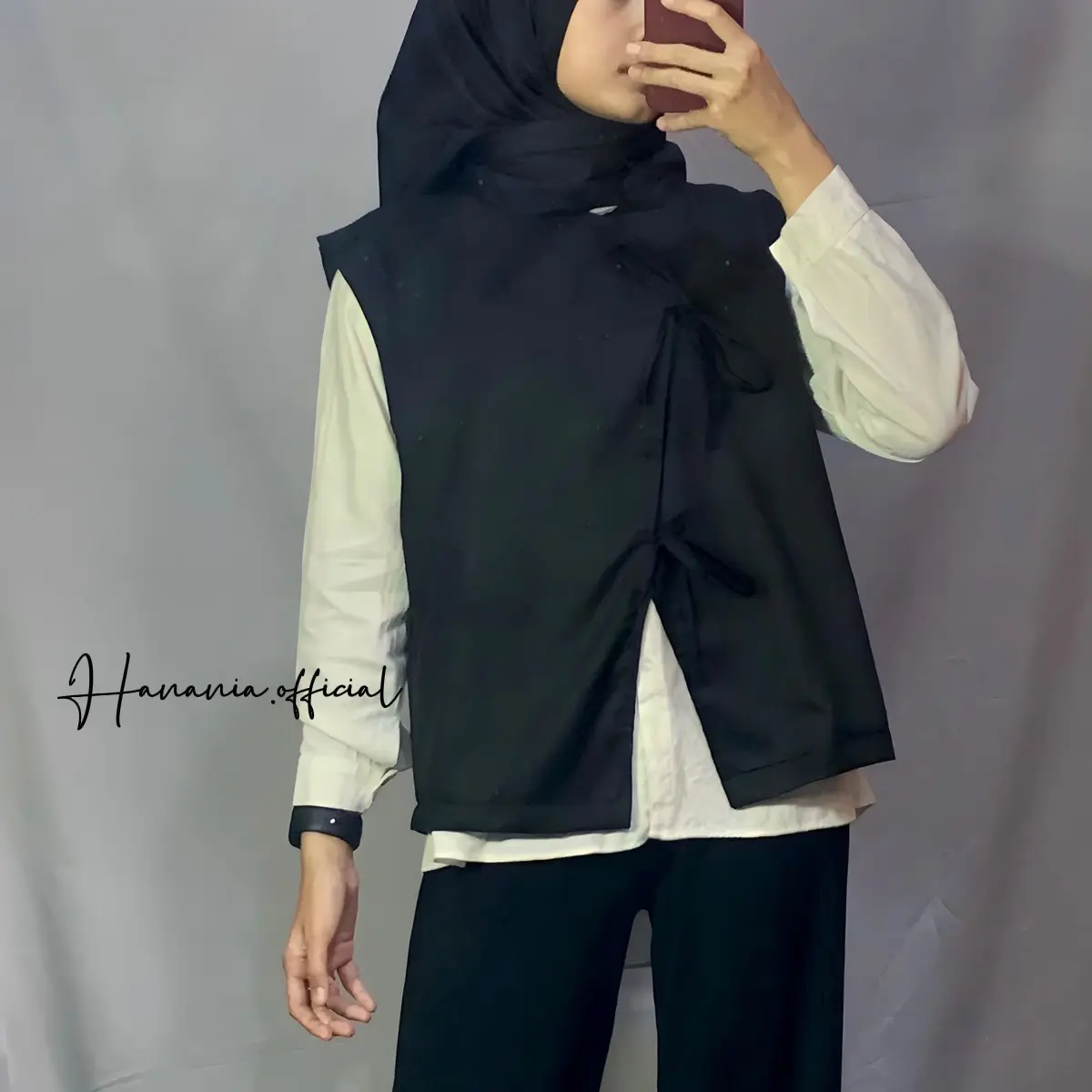 Aliyaah Vest tali pita / outer wanita / vest wanita / rompi wanita / Katun Crop Panjang Atasan