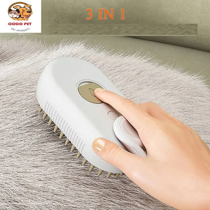Lược Chải Lông Hơi Nước Cho Chó Mèo 3in1, Lược Chải Lông Thú Cưng Tích Hợp Massage Và Xịt Nước Làm Sạch Kèm Cáp Sạc USB 2
