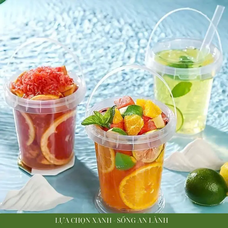 [COMBO50/700ML] Combo 50 Xô Nhựa Tròn 700ML Kèm Quai Xách Dùng Một Lần An Toàn Thân Thiện Với Môi trường 4
